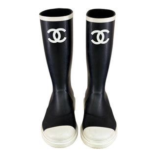 Chanel Wellington Boots Black & White