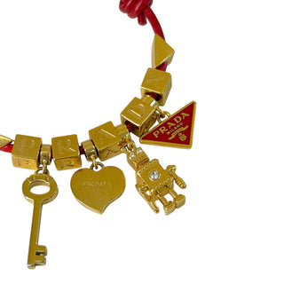 Prada Charm Red Leather Bracelet