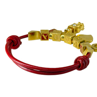 Prada Charm Red Leather Bracelet
