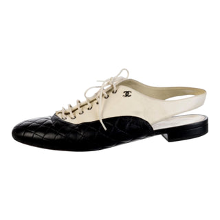 Chanel Bicolour Quilted Lambskin Slingback Oxford Shoes