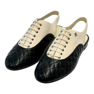 Chanel Bicolour Quilted Lambskin Slingback Oxford Shoes