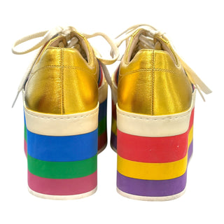 Gucci Peggy Metallic Gold Rainbow Platform Sneakers