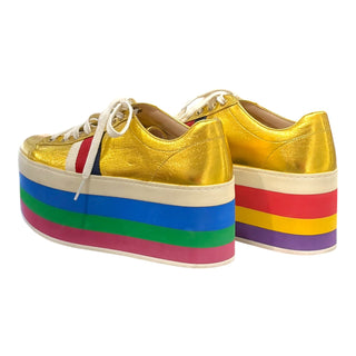 Gucci Peggy Metallic Gold Rainbow Platform Sneakers