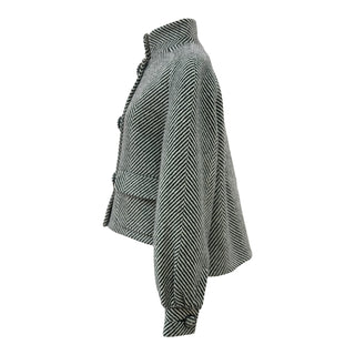 Chanel Black & White Herringbone Cashmere Blend Jacket