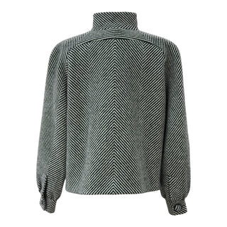 Chanel Black & White Herringbone Cashmere Blend Jacket