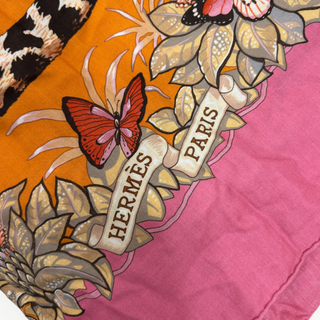 Hermès Pink Jungle Love Cashmere & Silk Shawl 140