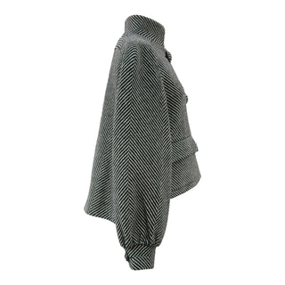 Chanel Black & White Herringbone Cashmere Blend Jacket