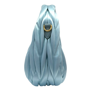 Miu Miu Wander Matelassé Satin Mini Bag Blue