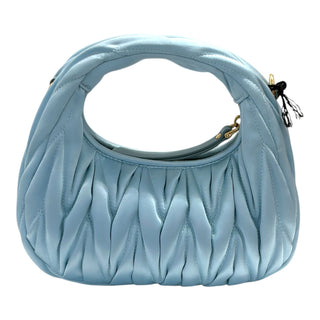 Miu Miu Wander Matelassé Satin Mini Bag Blue