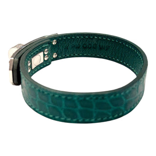 Hermès Kelly H Diamond & Alligator Bracelet MM in 18K White Gold