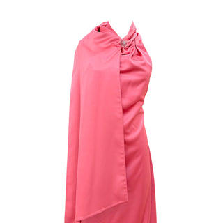 The Attico Pink Feather-Trim One-Shoulder Gown