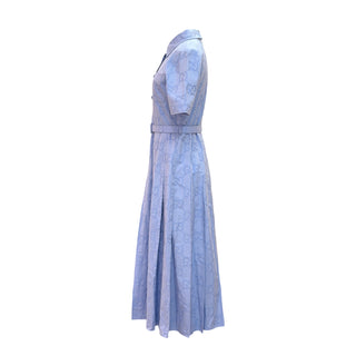 Gucci Light Blue GG Monogram Belted Midi Dress