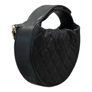 Chanel SS25 Half Moon Pearl Chain Quilted Caviar Mini Hobo Bag