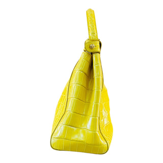 Fendi Yellow Peekaboo Crocodile Leather Top Handle Bag