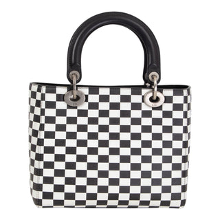 Christian Dior Medium Lady Dior Checkered Calfskin Satchel 2017