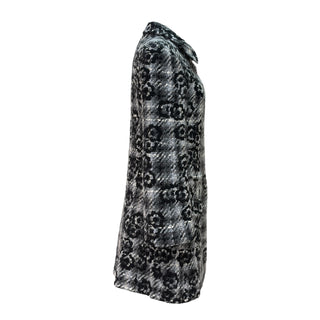 Chanel Black & Grey Camellia Pattern Tweed Coat