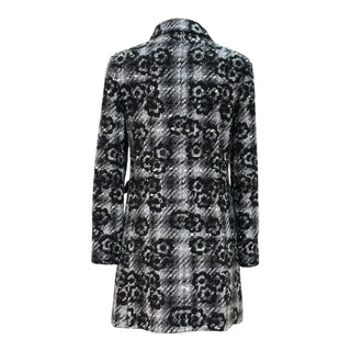 Chanel Black & Grey Camellia Pattern Tweed Coat