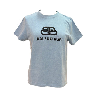 Balenciaga Blue BB Logo T-Shirt Cotton Crew Neck