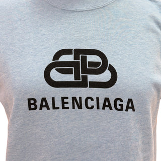 Balenciaga Blue BB Logo T-Shirt Cotton Crew Neck