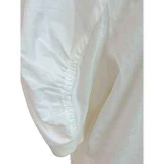 Prada White Mock Neck Puff-Sleeve T-Shirt