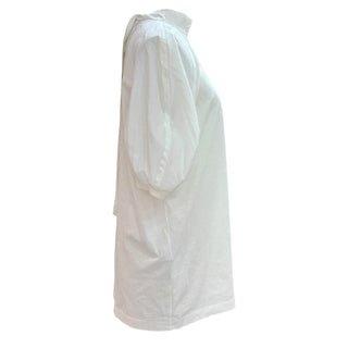Prada White Mock Neck Puff-Sleeve T-Shirt