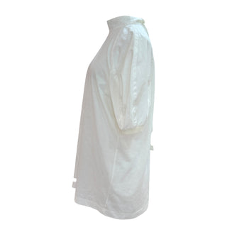 Prada White Mock Neck Puff-Sleeve T-Shirt