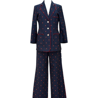 Gucci Navy Ladybird Jacquard Suit Set – Blazer & Trousers