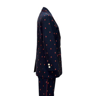 Gucci Navy Ladybird Jacquard Suit Set – Blazer & Trousers