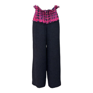 Chanel Spring 2014 Tweed Sleeveless Peplum Top & Black Wide-Leg Trousers Set