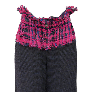 Chanel Spring 2014 Tweed Sleeveless Peplum Top & Black Wide-Leg Trousers Set