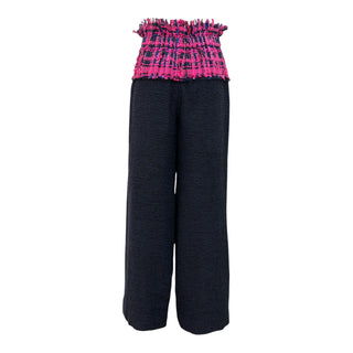 Chanel Spring 2014 Tweed Sleeveless Peplum Top & Black Wide-Leg Trousers Set