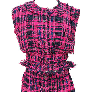 Chanel Spring 2014 Tweed Sleeveless Peplum Top & Black Wide-Leg Trousers Set