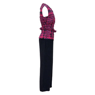 Chanel Spring 2014 Tweed Sleeveless Peplum Top & Black Wide-Leg Trousers Set