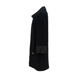 Chanel Black Wool & Silk Embellished Long Coat – FR 36