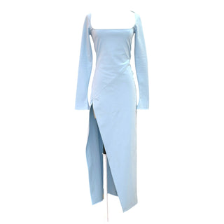 The Attico Sky Blue Asymmetric Long Sleeve Maxi Dress – IT 40