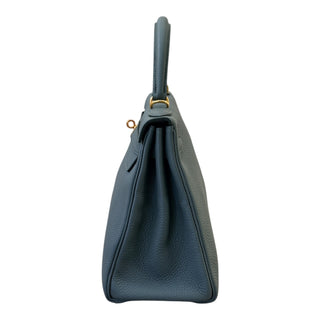 Hermès Kelly 28 Retourné Blue Togo Leather Top Handle Bag