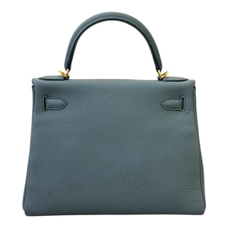 Hermès Kelly 28 Retourné Blue Togo Leather Top Handle Bag