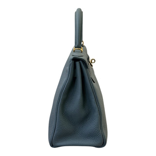 Hermès Kelly 28 Retourné Blue Togo Leather Top Handle Bag