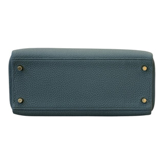 Hermès Kelly 28 Retourné Blue Togo Leather Top Handle Bag