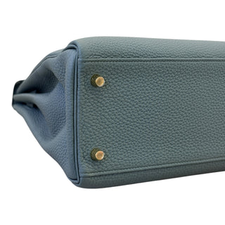 Hermès Kelly 28 Retourné Blue Togo Leather Top Handle Bag