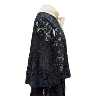 Valentino Black Floral Lace Co-Ord Set with Bow Neck Detail