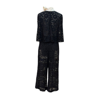 Valentino Black Floral Lace Co-Ord Set with Bow Neck Detail