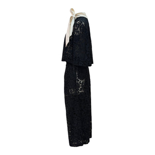 Valentino Black Floral Lace Co-Ord Set with Bow Neck Detail