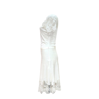 Christian Dior White Lace Panelled Midi Dress