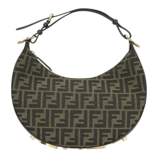 Fendi Moonlight FF Jacquard Canvas Shoulder Bag with Gold-Tone FENDI Logo