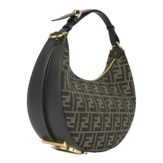 Fendi Moonlight FF Jacquard Canvas Shoulder Bag with Gold-Tone FENDI Logo
