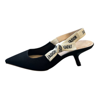 Christian Dior Navy J’Adior Pointed-Toe Slingback Pumps Size 36