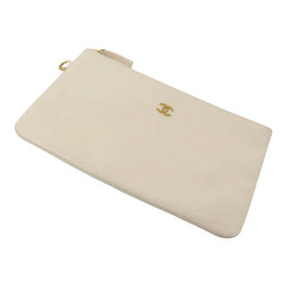 Title: Chanel 22 Large White Quilted Leather Tote Bag with Gold Chain Strap & Pouch