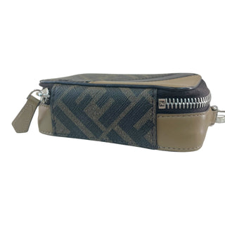 Fendi FF Logo Canvas & Beige Leather Camera Crossbody Bag with Adjustable Strap