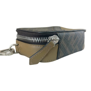 Fendi FF Logo Canvas & Beige Leather Camera Crossbody Bag with Adjustable Strap